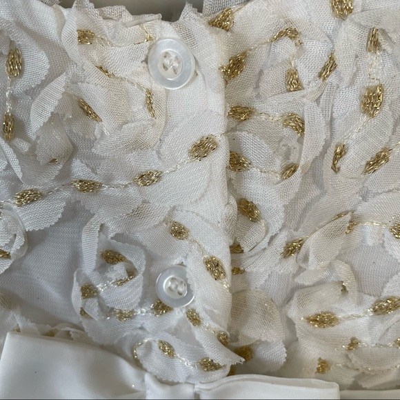 Blueberi Boulevard Girl’s Gold and White Formal Occasion Ruffle Dress Size 18m - Picture 6 of 10